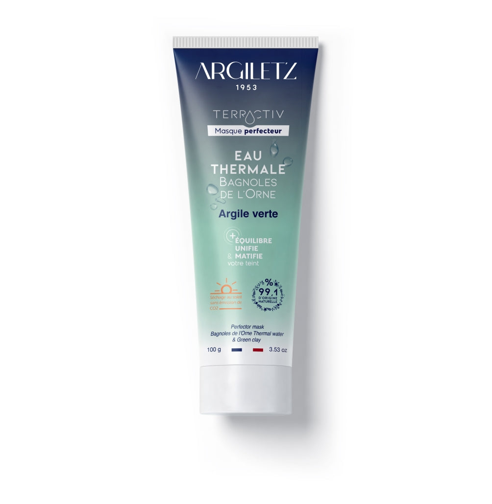 Tube du masque de visage à l'eau thermale Terractiv à l'argile verte de marque Argiletz disponible dans la boutique virtuelle Red Point