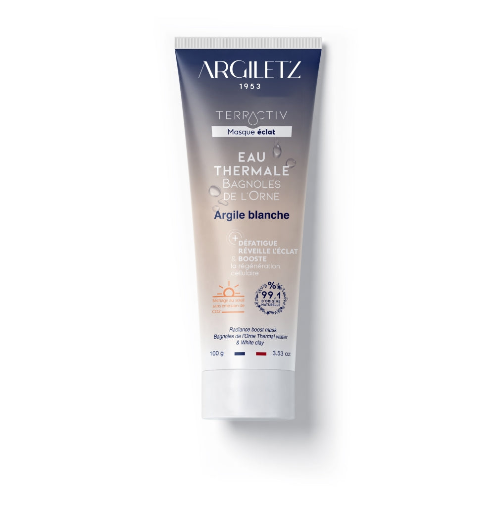 Tube du masque de visage à l'eau thermale Terractiv à l'argile blanche de marque Argiletz disponible dans la boutique virtuelle Red Point