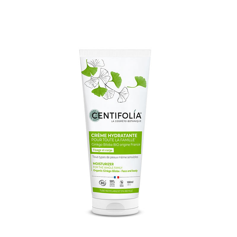 TUBE DE CRÈME HYDRATANTE POUR TOUTE LA FAMILLE (VISAGE ET CORPS) FAIT À PARTIR DE GINKGO BILOBA DE LA COLLECTION HYDRATATION DE MARQUE CENTIFOLIA