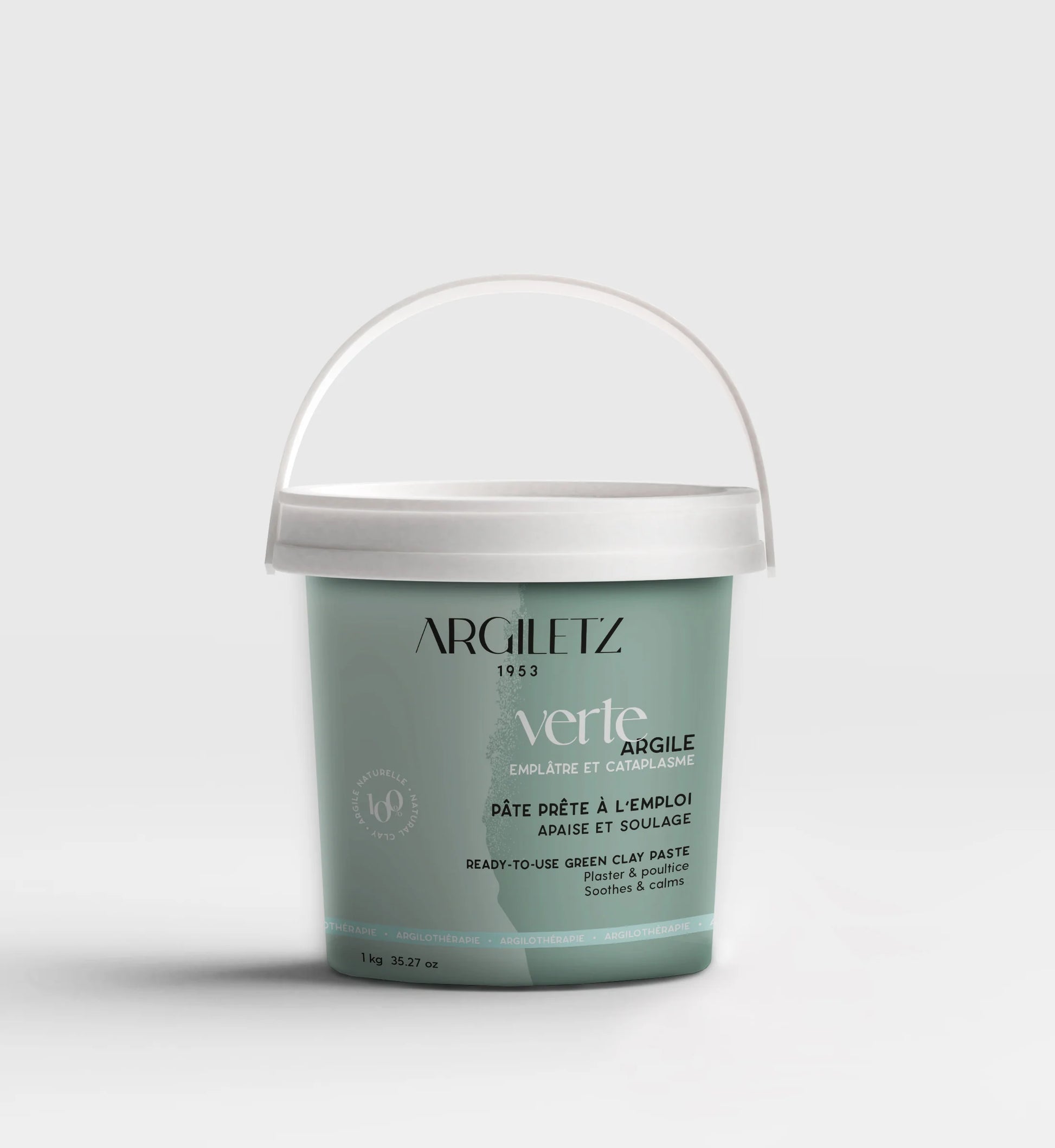 PÂTE À L'ARGILE VERTE PRÈTE À L'EMPLOI DE MARQUE ARGILETZ DE 1 KG