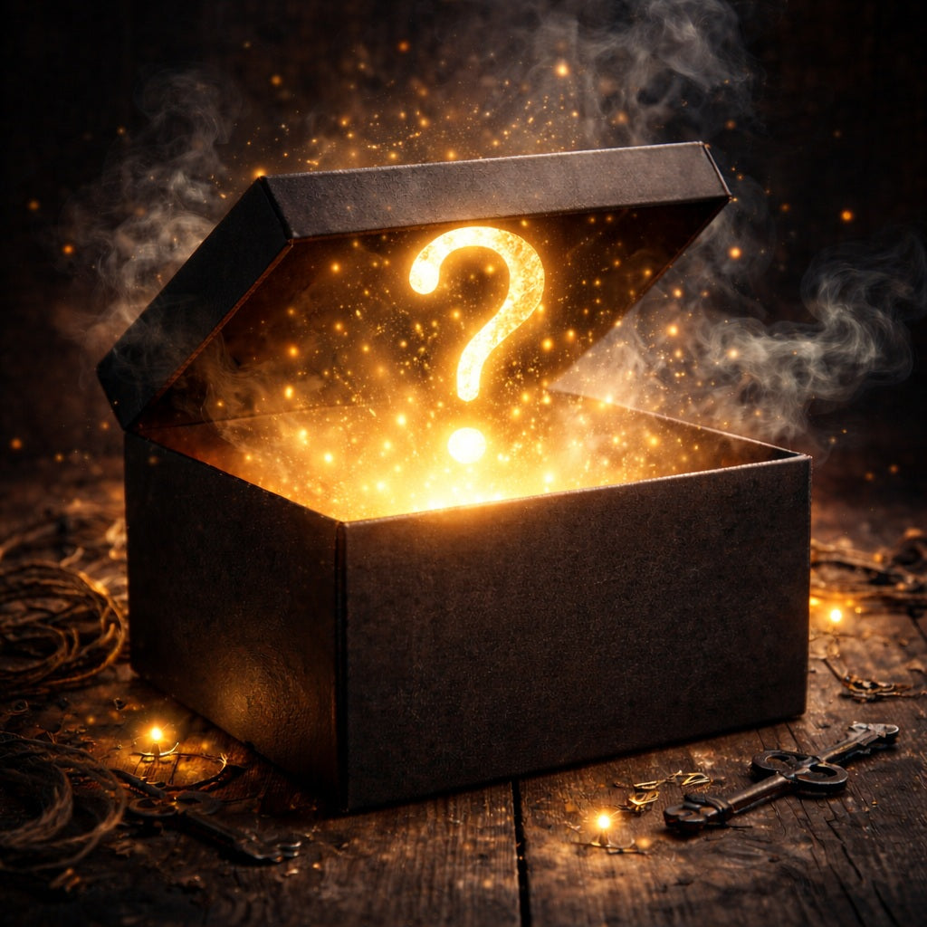 IMAGE D'UNE BOÎTE NOIRE MYSTÉRIEUSE AVEC UN POINT D'INTERROGATION QUI SORT DE CELLE-CI POUR REPRÉSENTER UNE BOÎTE SURPRISE