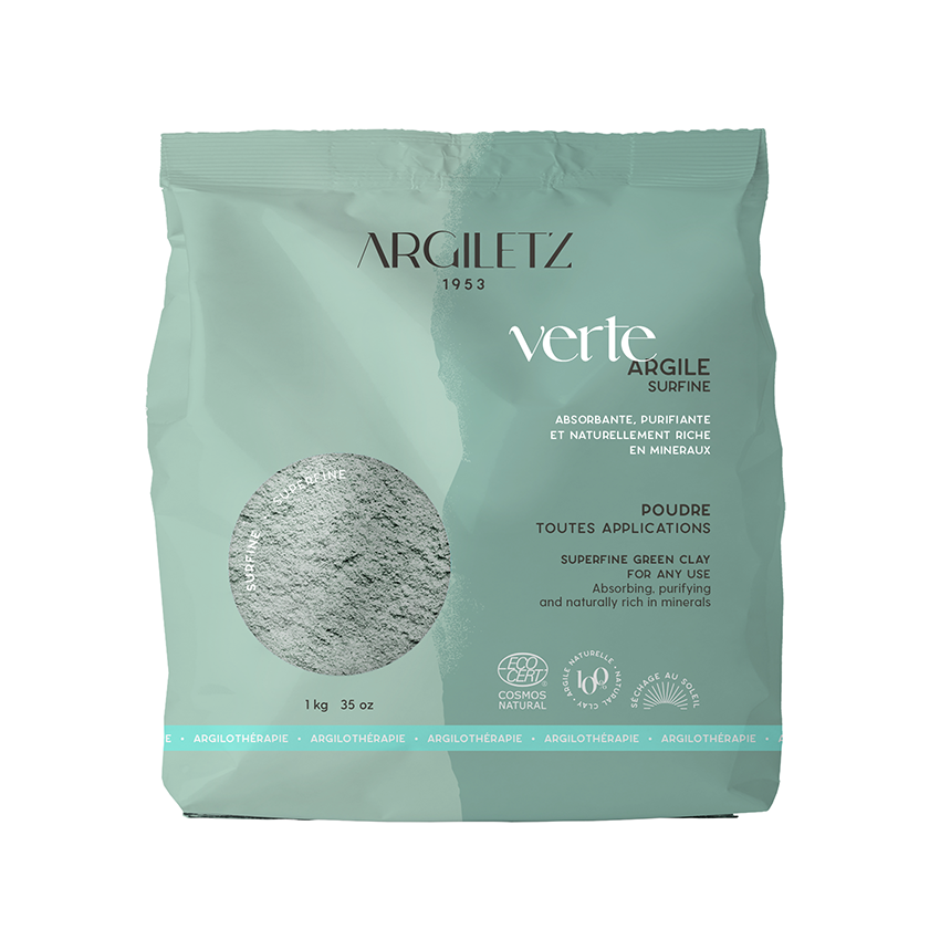 Emballage de l'argile verte sulfine 1 k de marque Argiletz disponible dans la boutique virtuelle de Red Point
