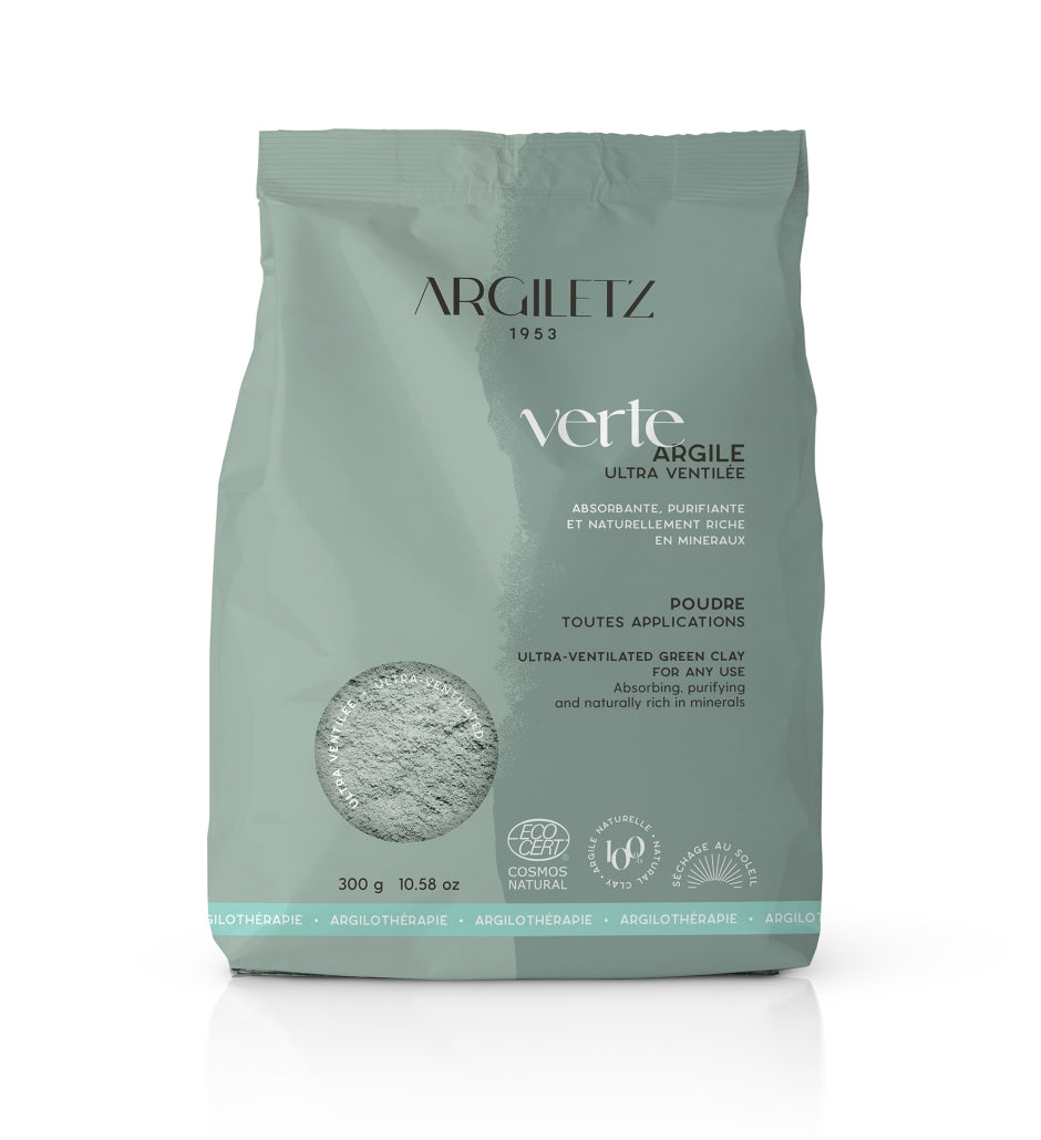 Emballage de l'argile verte ultra ventilée de marque Argiletz disponible dans la boutique virtuelle de Red Point
