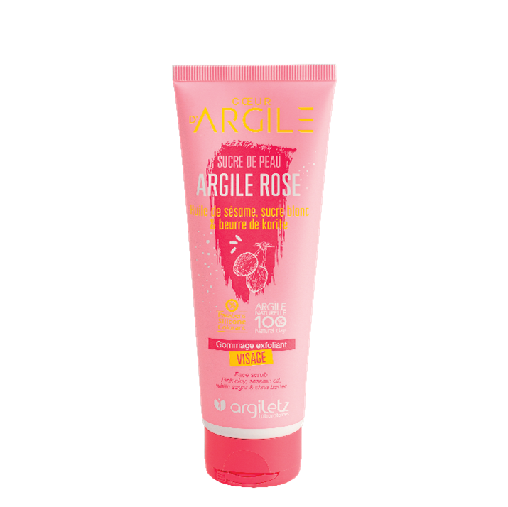 Tube de gommage exfoliant corps - sucre peau d'argile rose de marque Argiletz disponible dans la boutique virtuelle de Red Point