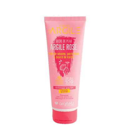 Tube de gommage exfoliant corps - sucre peau d'argile rose de marque Argiletz disponible dans la boutique virtuelle de Red Point
