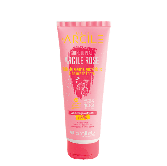 Tube de gommage exfoliant corps - sucre peau d'argile rose de marque Argiletz disponible dans la boutique virtuelle de Red Point