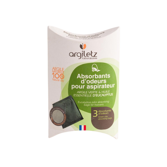 Sachets absorbants d'odeurs pour aspirateur à l'argile verte et huile essentielle d'eucalyptus de marque Argiletz