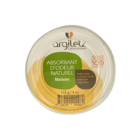 emballage vue du dessus de l'absorbant d'odeur naturel pour la maison aux agrumes de marque Argiletz disponible dans la boutique en ligne de Red Point