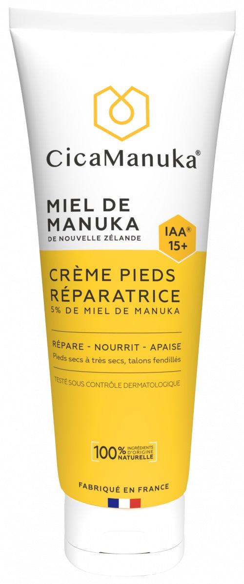 TUBE DE CRÈME PIEDS RÉPARATRICE 5% DE MIEL DE MANUKA DE MARQUE CICAMANUKA
