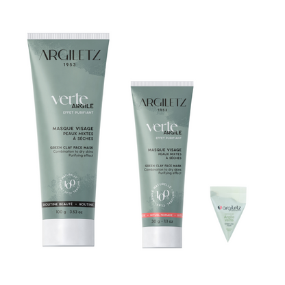 Emballage des masques à l'argile verte 3 tailles de maque Argiletz disponible dans la boutique virtuelle de Red Point