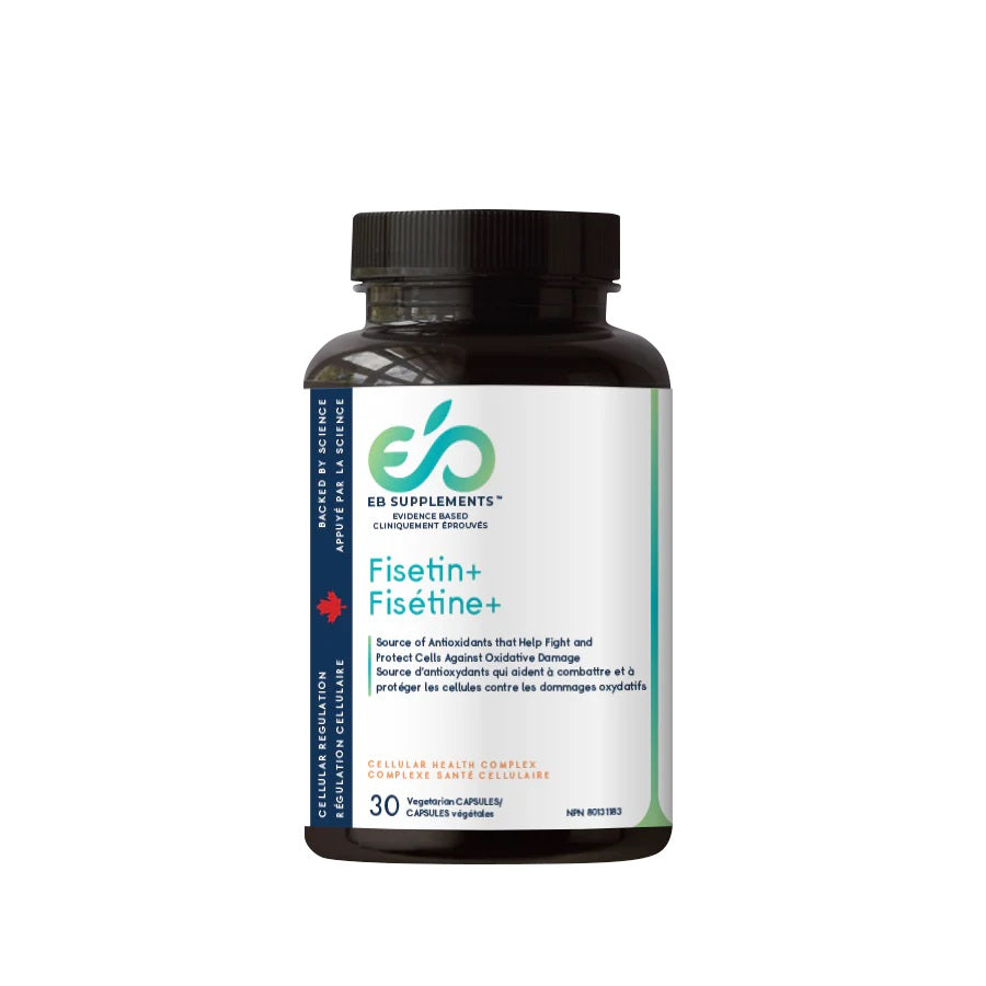 BOUTEILLE DE FISÉTINE + RÉGULATION CELLULAIRE QUI CONTIENT 30 CAPSULES VÉGÉTALES DE MARQUE EB SUPPLEMENTS