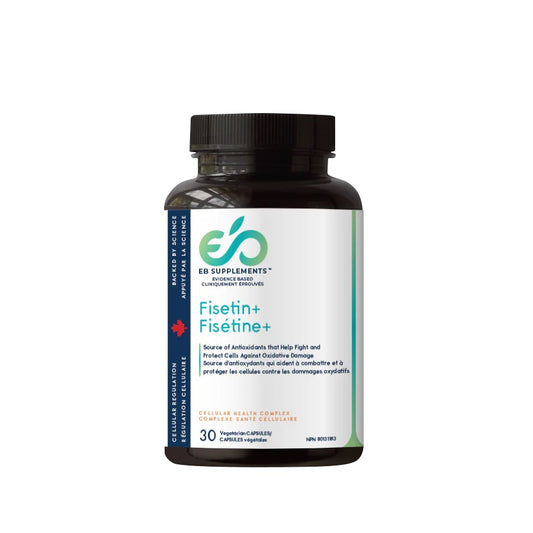 BOUTEILLE DE FISÉTINE + RÉGULATION CELLULAIRE QUI CONTIENT 30 CAPSULES VÉGÉTALES DE MARQUE EB SUPPLEMENTS