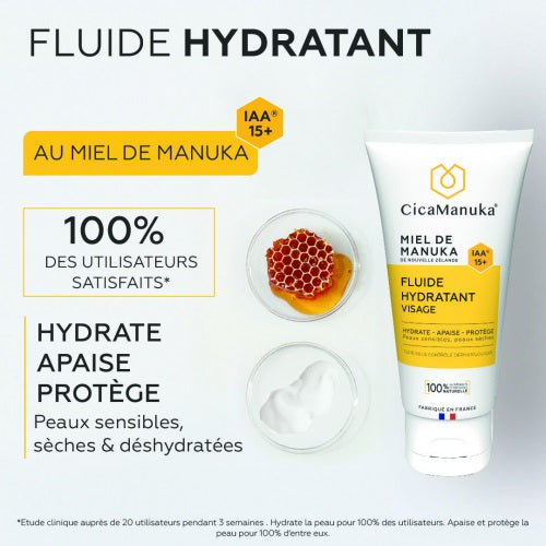 TUBE DE FLUIDE HYDRATANT VISAGE 2% DE MIEL DE MANUKA DE MARQUE CICAMANUKA ET SES PROPRIÉTÉS