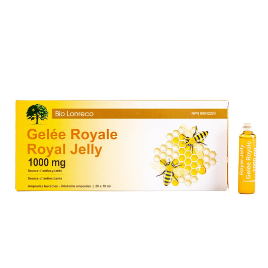 AMPOULES BUVABLES DE GELÉE ROYALE 1000 MH DE LA MARQUE BIO LONRECO AVEC SON EMBALLAGE