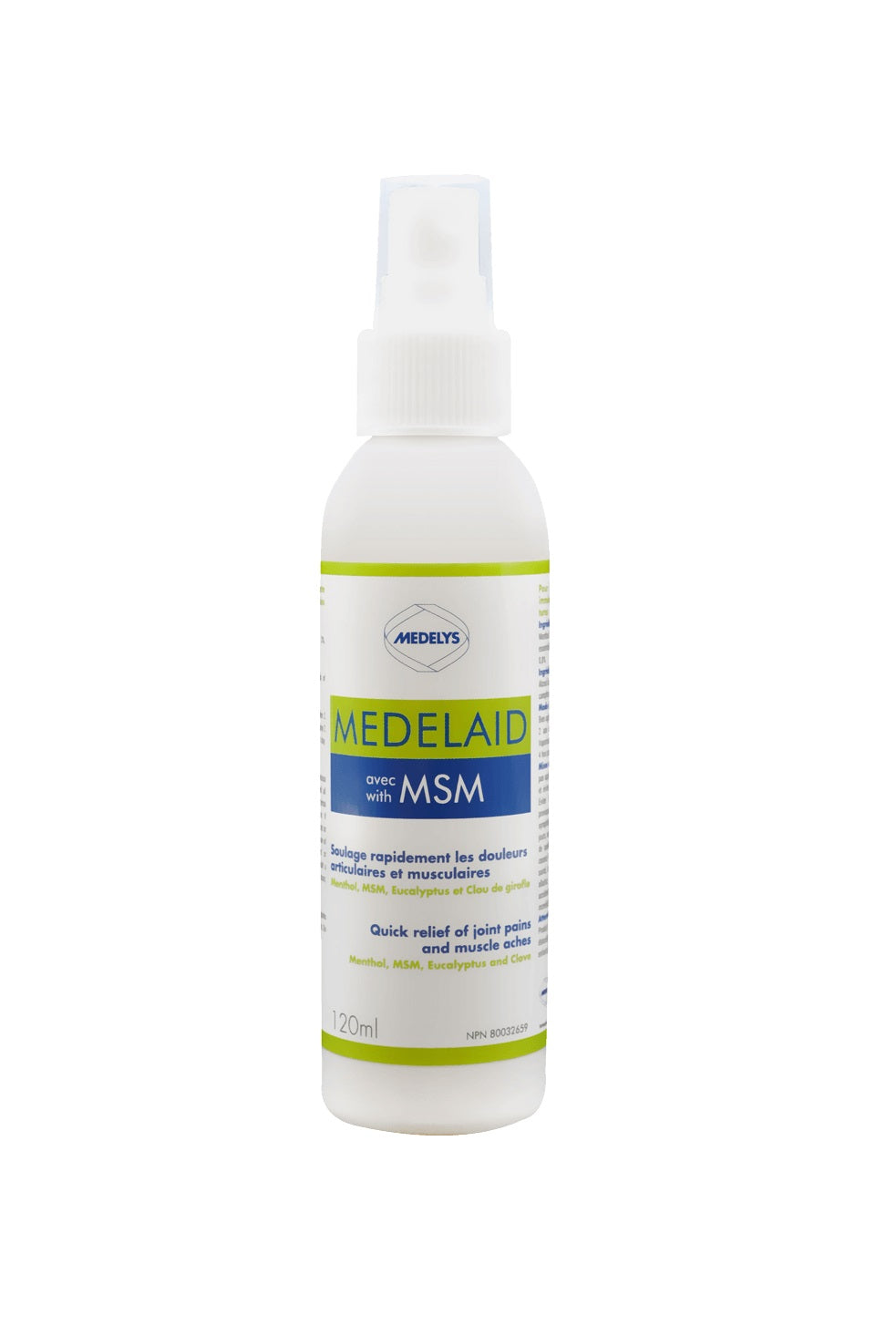BOUTEILLE VAPORISATEUR DE 120 ML DE MEDELAID AVEC MSM DE MARQUE MEDELYS