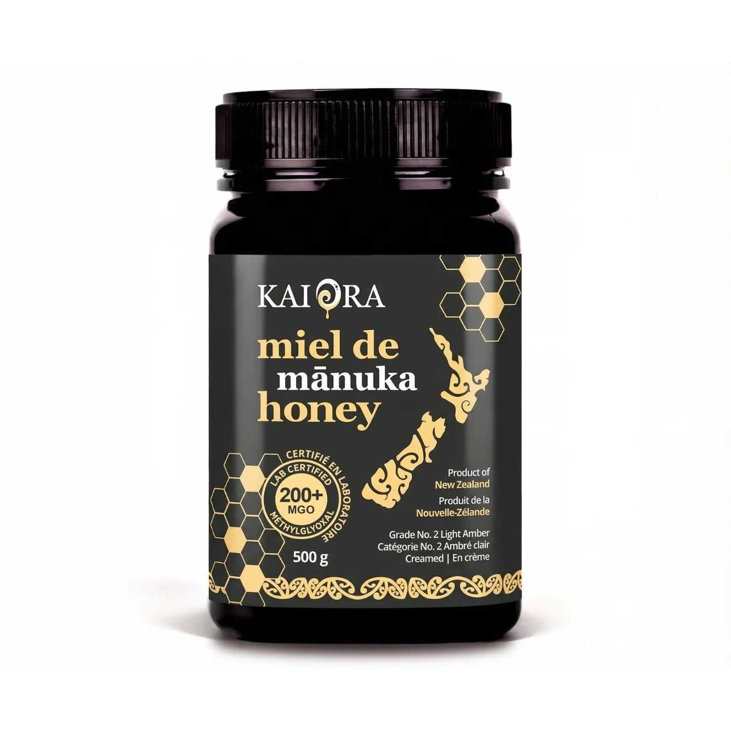 POT DE MIEL DE 500 G DE MARQUE KAI ORA AVEC UN INDICE MGO 200+