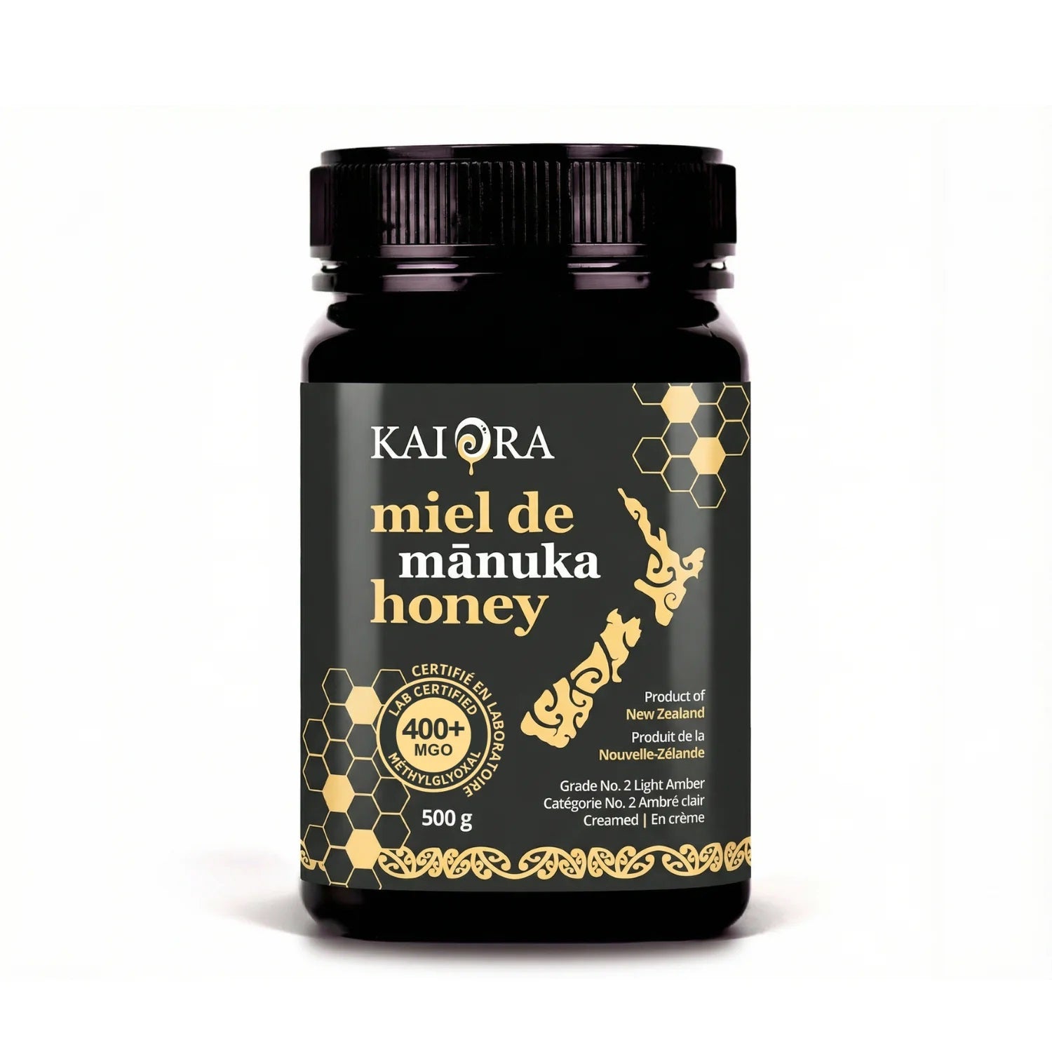 POT DE MIEL DE MANUKA DE 500 G DE MARQUE KAI ORA AVEC UN INDICE MGO 400+