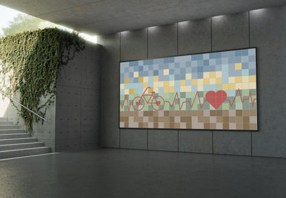 MURALE DE CARREAUX DE CIMENT DE MARQUE HYDROTUILES MODÈLE BIKE BEAT DANS UN ENVIRONNEMENT - 14 COULEURS