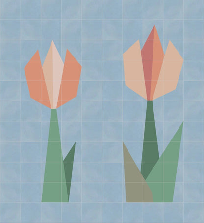 MURALE DE CARREAUX DE CIMENT DE MARQUE HYDROTUILES MODÈLE LES TULIPES - 7 COULEURS
