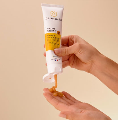 TUBE DE MASQUE VISAGE ÉCLAT 50% DE MIEL DE MANUKA DE MARQUE CICAMANUKA AVEC CRÈME SORTANTE
