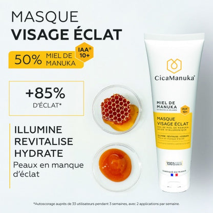 TUBE DE MASQUE VISAGE ÉCLAT 50% DE MIEL DE MANUKA DE MARQUE CICAMANUKA ET SES PROPRIÉTÉS