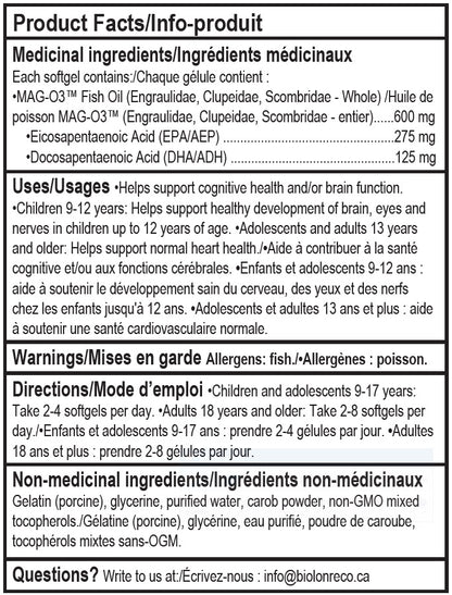 INFO-PRODUIT DES GÉLULES D'OMEGA-3 MINI DE MARQUE MEDELYS