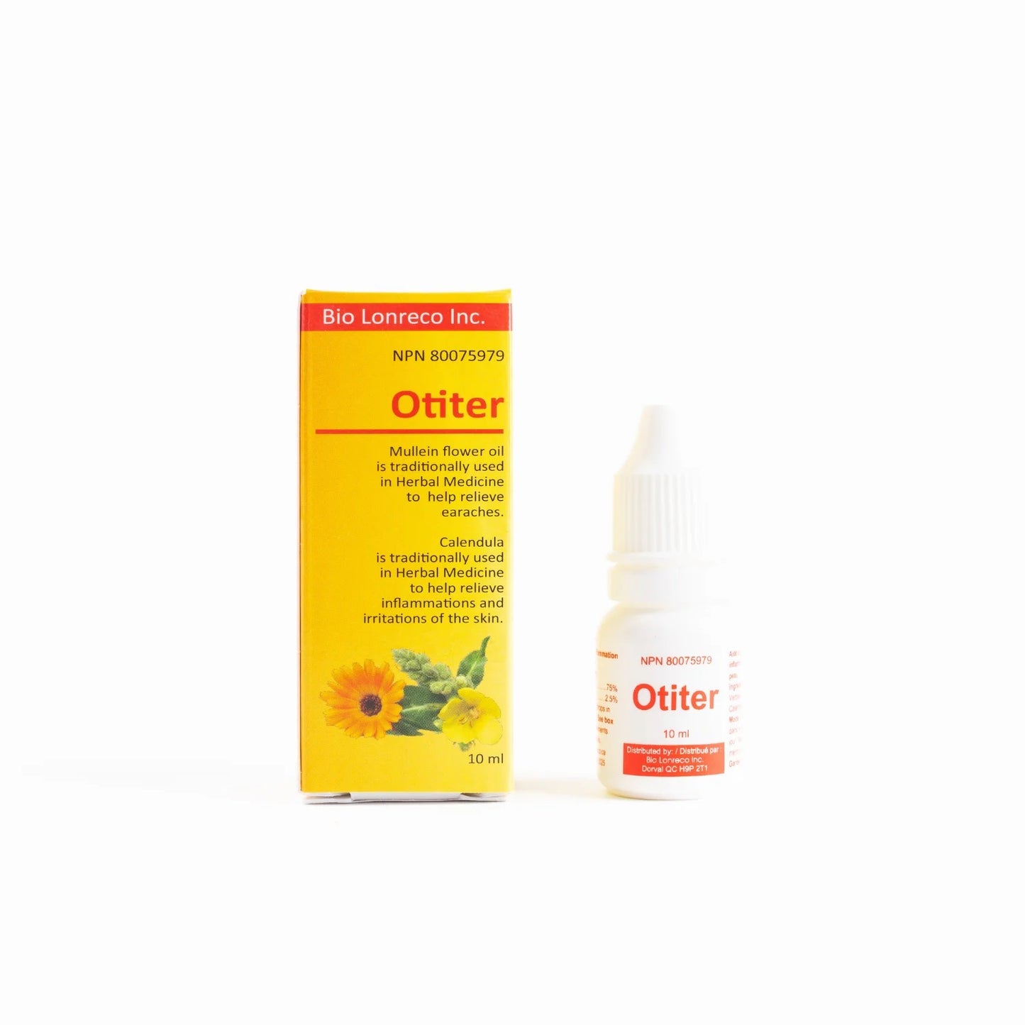 BOUTEILLE D'OTITER DE 10 ML DE MARQUE BIO LONRECO ET SON EMBALLAGE