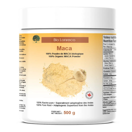 POT DE POUDRE DE MACA DE 500 G DE MARQUE BIO LONRECO