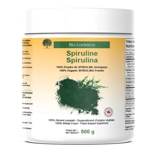POT DE SPIRULINE DE 500 G DE MARQUE BIO LONRECO