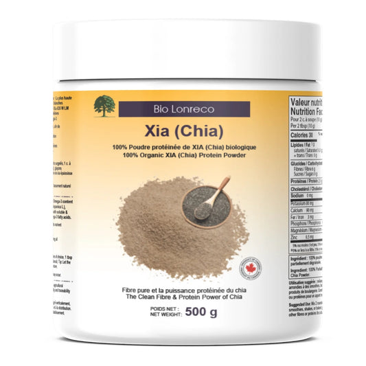 POT DE POUDRE DE CHIA BIOLOGIQUE DE 500 G DE MARQUE BIO LONRECO