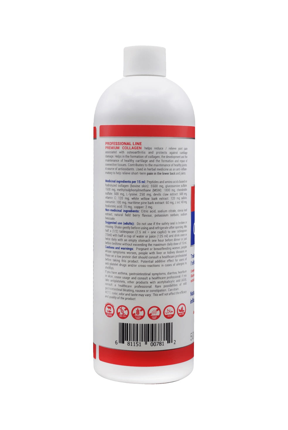 DOS DE LA BOUTEILLE DE PRENIUM COLLAGEN DE MARQUE MEDELYS