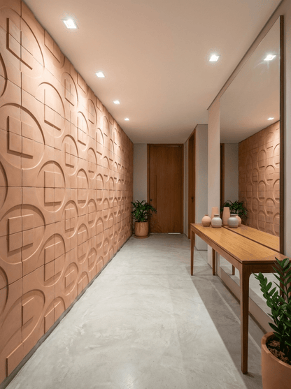 CARREAUX EN RELIEF DE MARQUE HYDROTUILES DANS UN ENVIRONNEMENT MODÈLE ANDROMEDA