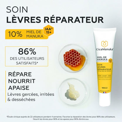 TUBE DU SOIN DES LÈVRES RÉPARATEUR 10% DE MIEL DE MANUKA DE MARQUE CICAMANUKA ET SES PROPRIÉTÉS