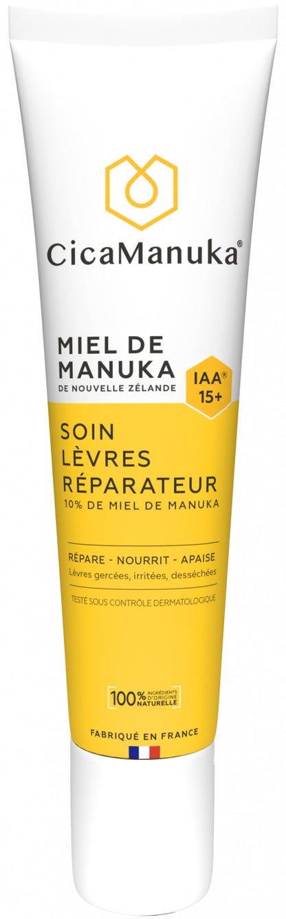 TUBE DU SOIN DES LÈVRES RÉPARATEUR 10% DE MIEL DE MANUKA DE MARQUE CICAMANUKA