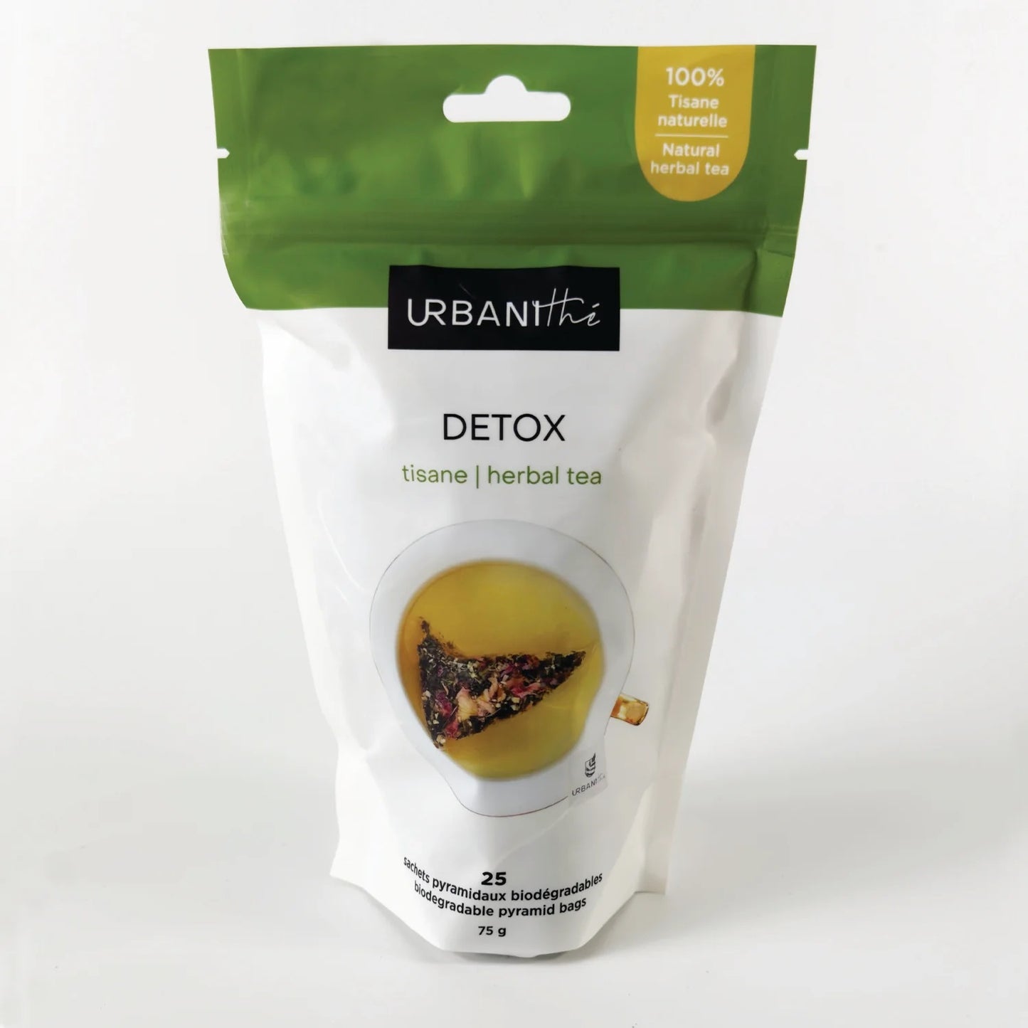 EMBALLAGE DE 25 SACHETS DE TISANE SANS THÉINE DÉTOX DE MARQUE URBANITHÉ
