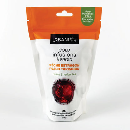 EMBALLAGE DE 25 SACHET DE TISANE SANS SUCRE ET SANS THÉINE PÊCHE ESTRAGON DE LA MARQUE URBANITHÉ