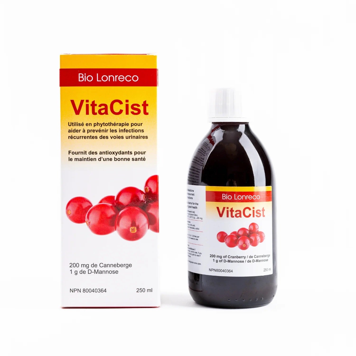 BOUTEILLE DE 250 ML DE VITACIST DE MARQUE BIO LONRECO ET SON EMBALLAGE EN FRANÇAIS