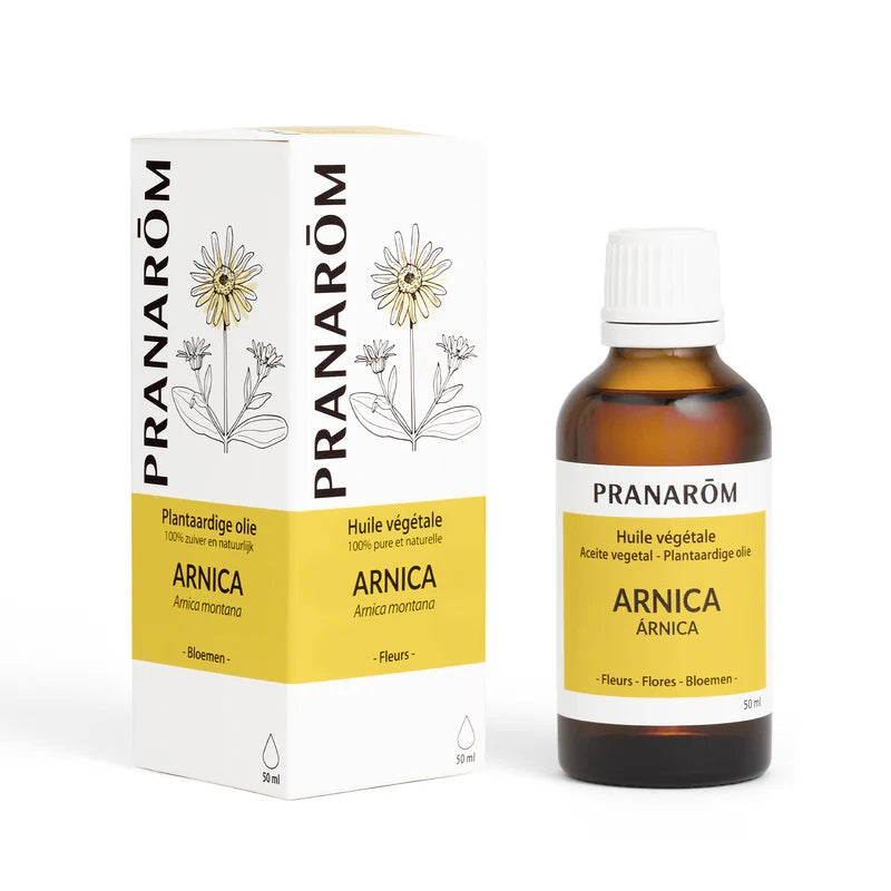 HUILE VÉGÉTALE D'ARNICA DE MARQUE PRANAROM ET SON EMBALLAGE