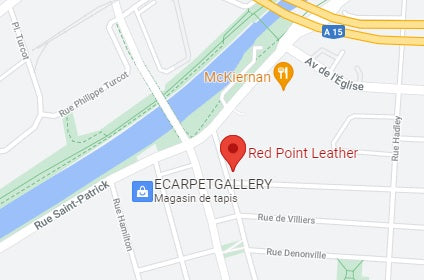 carte d'emplacement pour l'atelier boutique de Red Point dans le quartier Ville-Émard à Montréal