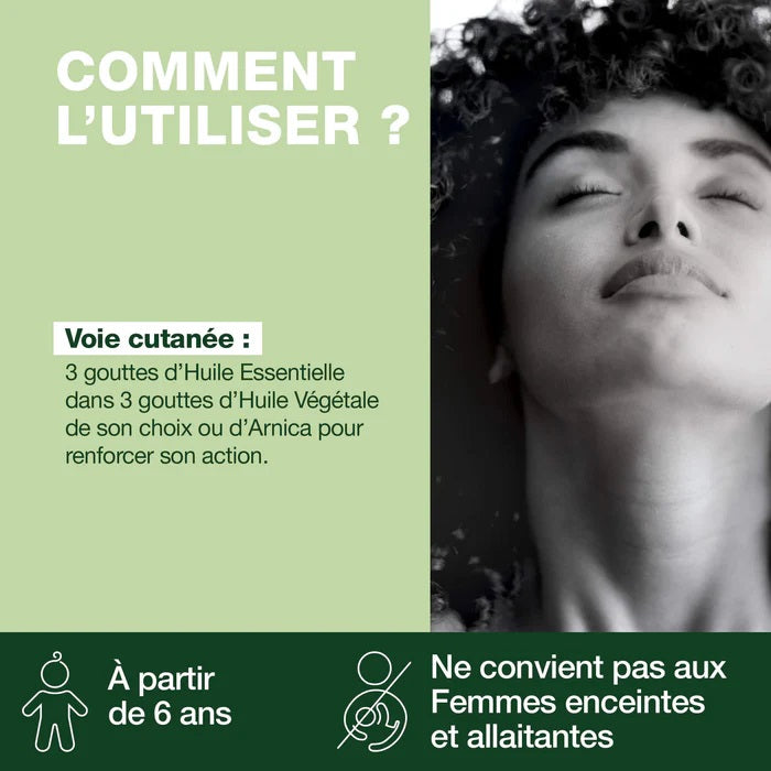 BOUTEILLE D'HUILE ESSENTIELLE DE GAULTHÉRIE COUCHÉE ALIAS THÉ DES BOIS DE LA MARQUE PRANAROM AVEC SON UTILISATION