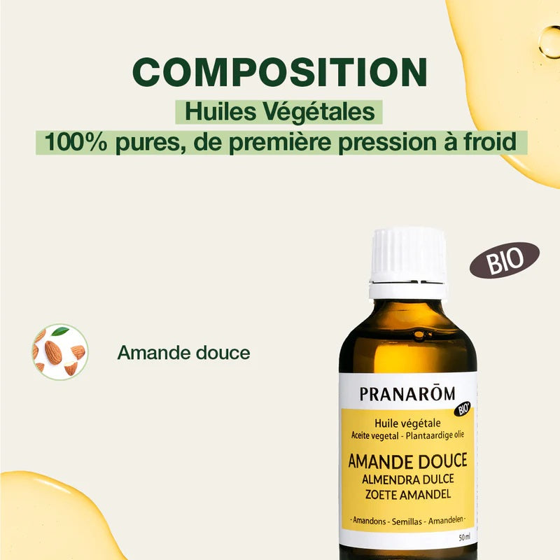 HUILE VÉGÉTALE D'AMANDE DOUCE DE MARQUE PRANAROM ET SA COMPOSITION