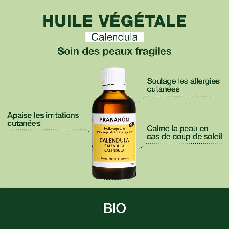 HUILE VÉGÉTALE DE CALENDULE (CALENDULA) DE MARQUE PRANAROM ET SES PROPRIÉTÉS