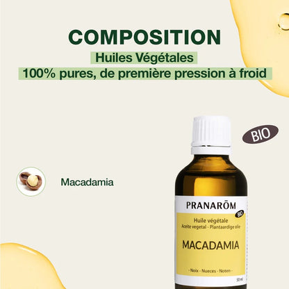HUILE VÉGÉTALE DE MACADAMIA DE MARQUE PRANAROM ET SA COMPOSITION