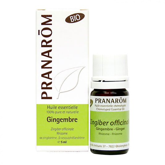 bouteille d'huile essentielle de Gingembre - BIO avec son emballage