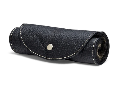 Gant de polissage roulé en cuir noir de la marque Saphir